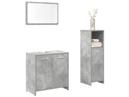 Multidom 3-dielna sada kúpeľňového nábytku betónová kompozitné drevo