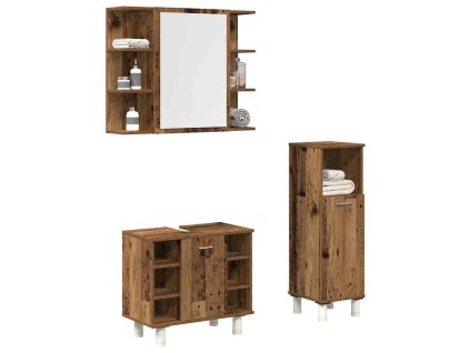 Multidom 3-dielna sada kúpeľňového nábytku staré drevo kompozitné drevo