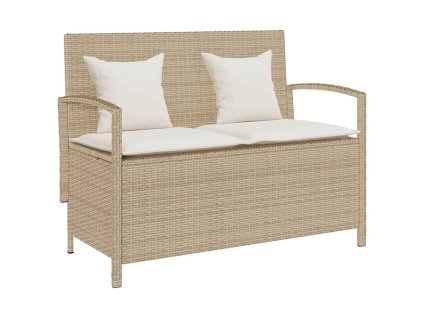 Multidom Záhradná úložná lavica s béžovým polyratanom