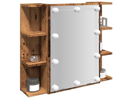 Multidom Zrkadlová skrinka s LED Old Wood 70x16,5x60 cm