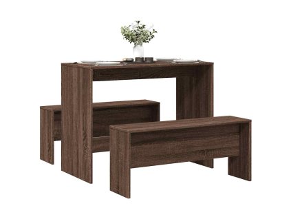 Multidom 3-dielna súprava jedálenského stola a lavičky hnedý dub