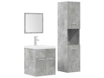 Multidom 4-dielna sada kúpeľňového nábytku betónová kompozitné drevo
