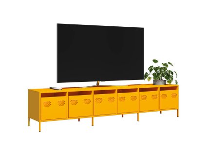 Multidom TV skrinka horčicovožltá 202x39x43,5 cm oceľ valcovaná studena