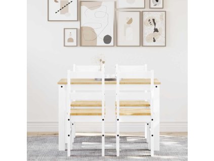 Multidom 5-dielna jedálenská súprava Panama, biela borovicový masív