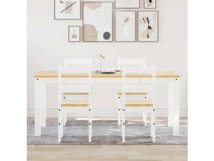 Multidom 5-dielna jedálenská súprava Panama, biela borovicový masív