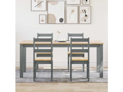Multidom 5-dielna jedálenská súprava Panama, šedá borovicový masív