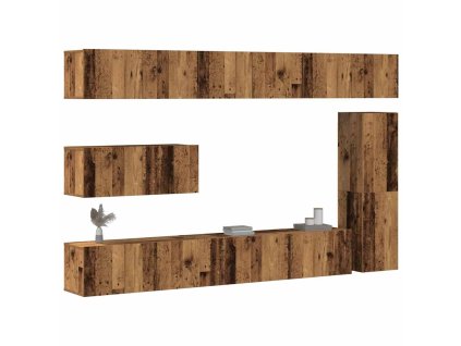 Multidom 7-dielna súprava nástennej TV skrinky, kompozitné drevo