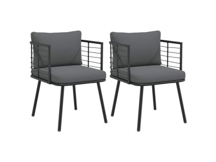 Multidom Záhradné stoličky 2 ks s vankúšmi čierne polyratan