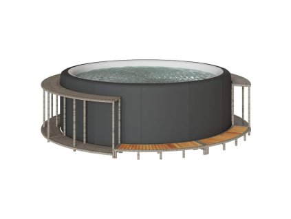 Okolie vírivky Multidom s úložným priestorom a dreveným stupňovitým