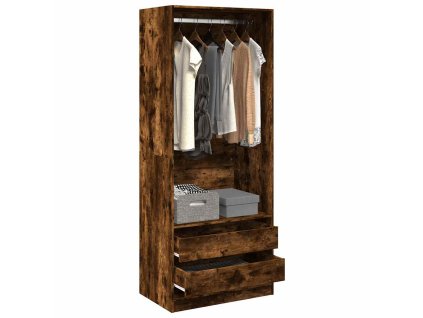 Multidom Šatník dymový dub 80x50x200 cm kompozitné drevo