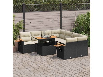 Multidom 9-dielna záhradná jedálenská sada s vankúšmi polyratan akácia