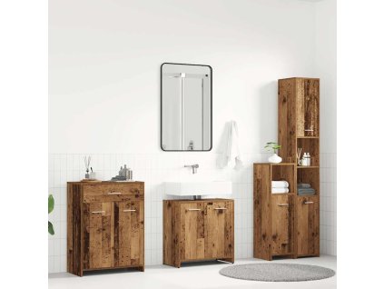 Multidom 4-dielna sada kúpeľňového nábytku staré drevo kompozitné drevo