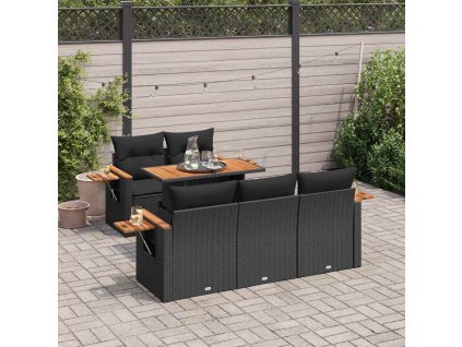 Multidom 6-dielna záhradná súprava pohoviek s vankúšmi polyratan akácia