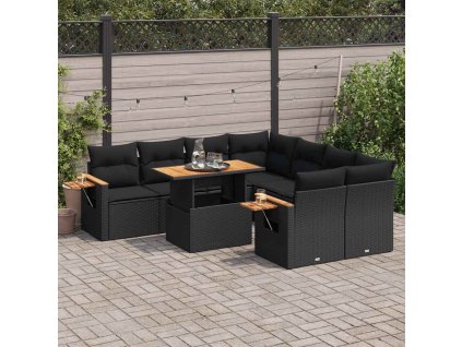 Multidom 9-dielna záhradná jedálenská sada s vankúšmi polyratan akácia