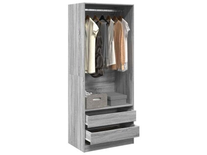 Multidom Šatník sivý sonoma 80x50x200 cm kompozitné drevo