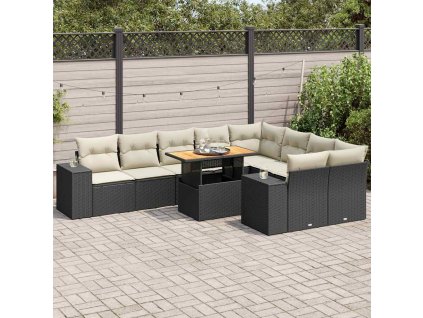 Multidom 10-dielna záhradná sedacia súprava s vankúšmi polyratan akácia