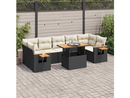 Multidom 8-dielna záhradná sedacia súprava s podložkami polyratan akácia