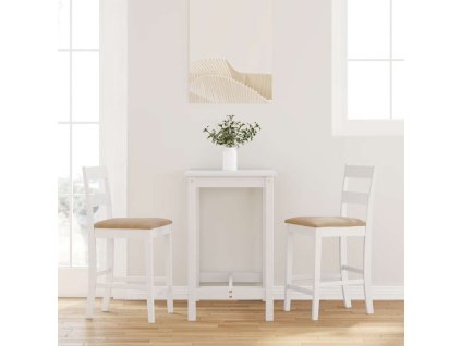 Multidom barové stoličky s vankúšmi 2 ks Biela masívna drevená guma