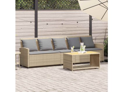 Multidom Záhradná pohovka 5-miestna s vankúšmi Béžový polyratan