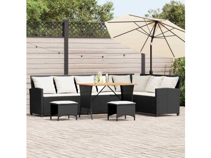 Multidom 4-dielna záhradná sedacia súprava s podložkami tvare L čierna