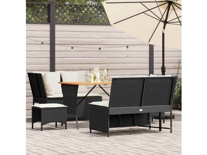 Multidom 5-dielna záhradná súprava pohoviek s vankúšmi čierna polyratan