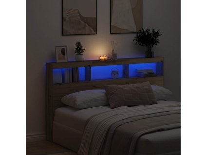 Multidom Skrinka na čelo postele s LED dub artisan 180x17x102 cm