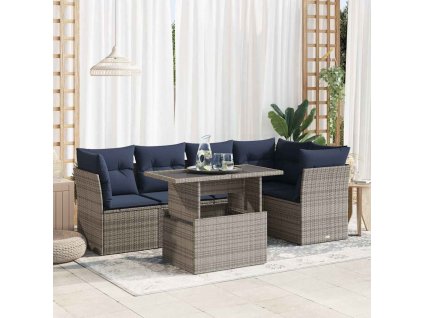 Multidom 6-dielna záhradná sedacia súprava s podložkami polyratan akácia