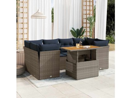 Multidom 7-dielna záhradná súprava pohoviek s vankúšmi sivá polyratanová