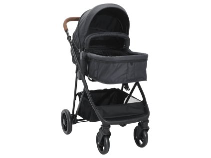 Multidom 3-v-1 detský kočík antracitový a čierny oceľový