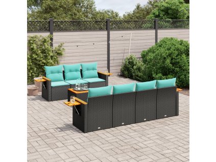 Multidom 8-dielna záhradná súprava pohoviek s vankúšmi čierna polyratan