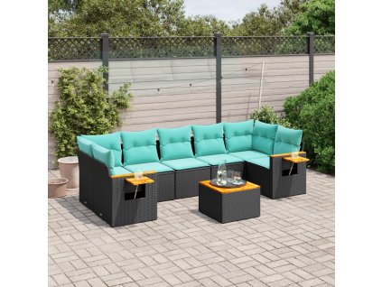 Multidom 8-dielna záhradná súprava pohoviek s vankúšmi čierna polyratan