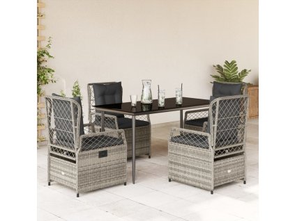 Multidom 5-dielna záhradná jedálenská sada s podložkami sivá polyratan