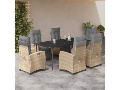 Multidom 7-dielna záhr. jedálenská sada s vankúšmi mix béžovej polyratan
