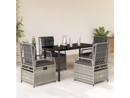 Multidom 5-dielna záhradná jedálenská sada s podložkami sivá polyratan