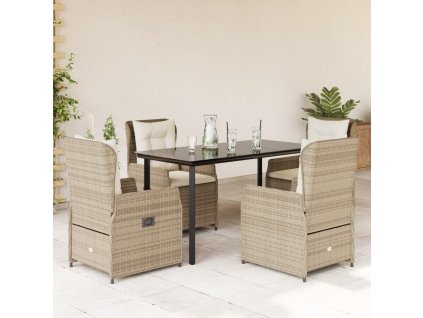 Multidom 5-dielna záhradná jedálenská súprava a vankúše béžová polyratan