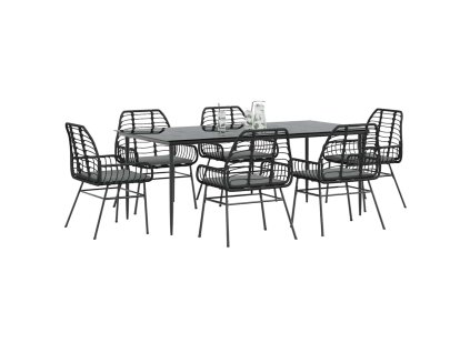 Multidom 7-dielna záhradná súprava a vankúše polyratan a sklo