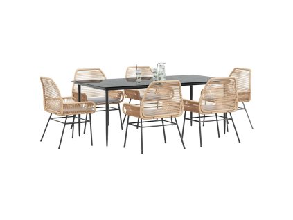 Multidom 7-dielna záhr. jedálenská súprava vankúše hnedá polyratan sklo