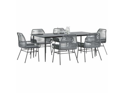 Multidom 7-dielna záhradná jedálenská súprava+podložky, sivá, polyratan