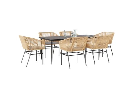 Multidom 7-dielna záhr. jedálenská súprava vankúše hnedá polyratan sklo