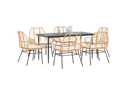 Multidom 7-dielna záhr. jedálenská súprava vankúše hnedá polyratan sklo