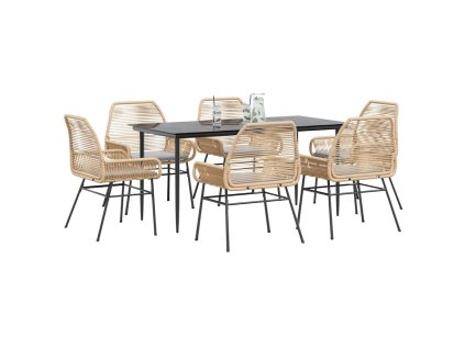 Multidom 7-dielna záhr. jedálenská súprava vankúše hnedá polyratan sklo