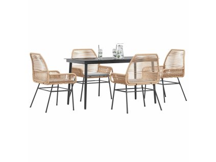 Multidom 5-dielna záhradná súprava a vankúše hnedá polyratan a sklo