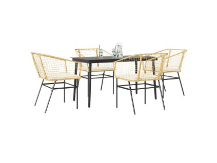 Multidom 5-dielna záhradná súprava a vankúše hnedá polyratan a sklo