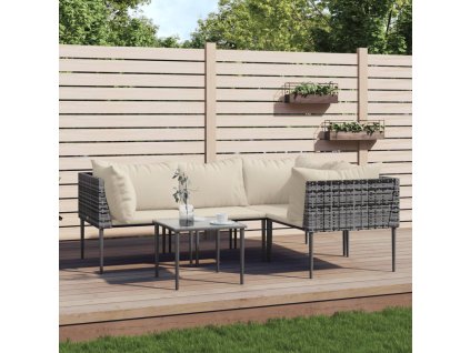 Multidom 5-dielna záhradná sedacia súprava s podložkami sivá polyratan