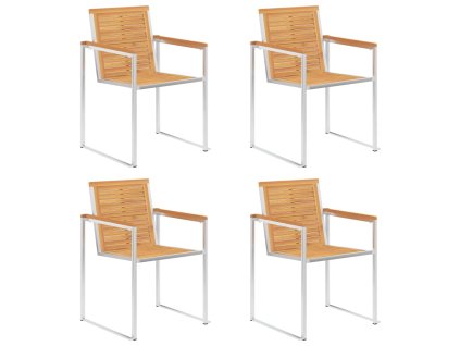 Multidom Záhradné stoličky 4 ks tíkový masív a nehrdzavejúca oceľ