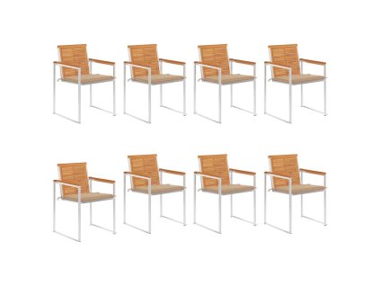 Multidom Záhradné stoličky 8 ks s podložkami akáciový masív