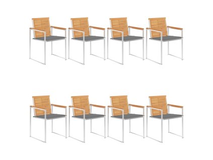 Multidom Záhradné stoličky 8 ks s podložkami tíkový masív