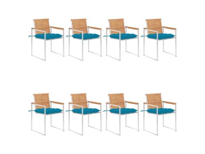 Multidom Záhradné stoličky 8 ks s podložkami tíkový masív