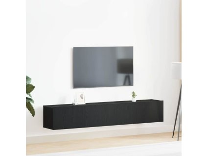 Multidom Zostava TV skriniek Nástenný 2 pcs Čierny dub Kompozitné drevo