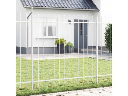 Multidom Záhradný plot 2 pcs Biela 3,4 x 1,5 m Práškovaná oceľ